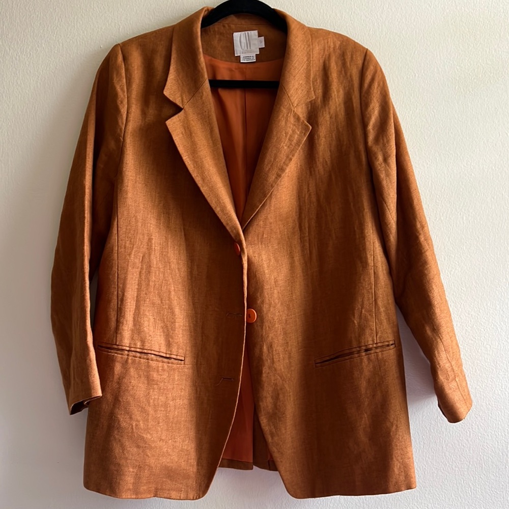 Linen Blazer. Terracota color. Size 12